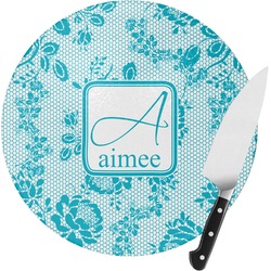 Lace Round Glass Cutting Board - Small (Personalized)