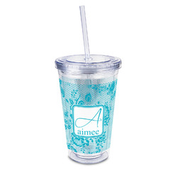 Lace 16oz Double Wall Acrylic Tumbler with Lid & Straw - Full Print (Personalized)