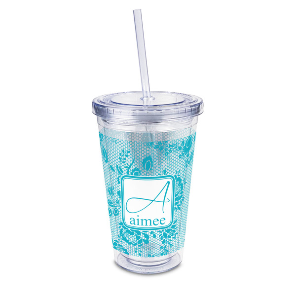 Custom Lace 16oz Double Wall Acrylic Tumbler with Lid & Straw - Full Print (Personalized)
