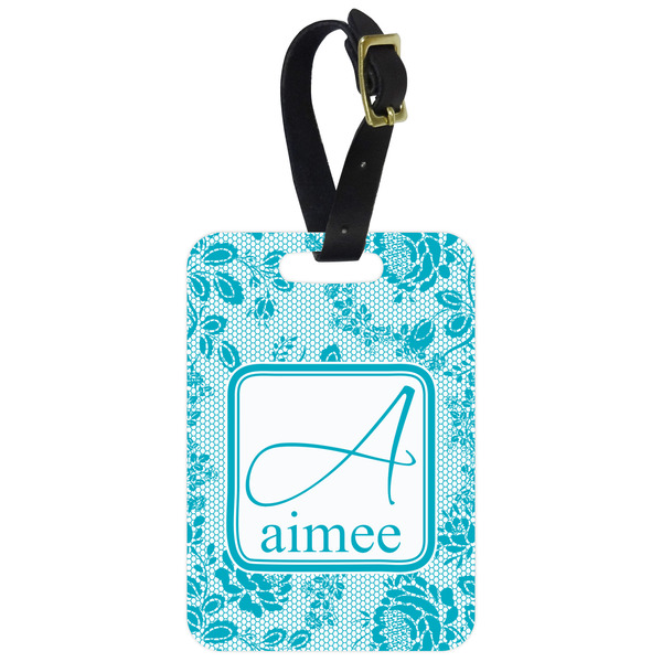 Custom Lace Metal Luggage Tag w/ Name and Initial