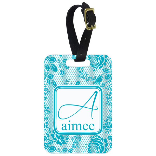 Custom Lace Metal Luggage Tag w/ Name and Initial