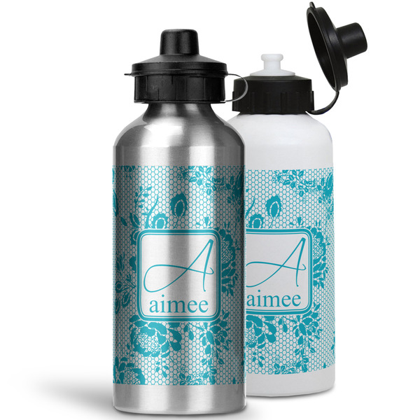Lace Aluminum Water Bottles - MAIN (white &silver)