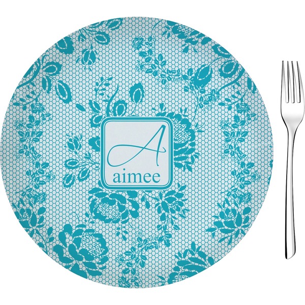 Custom Lace 8" Glass Appetizer / Dessert Plates - Single or Set (Personalized)
