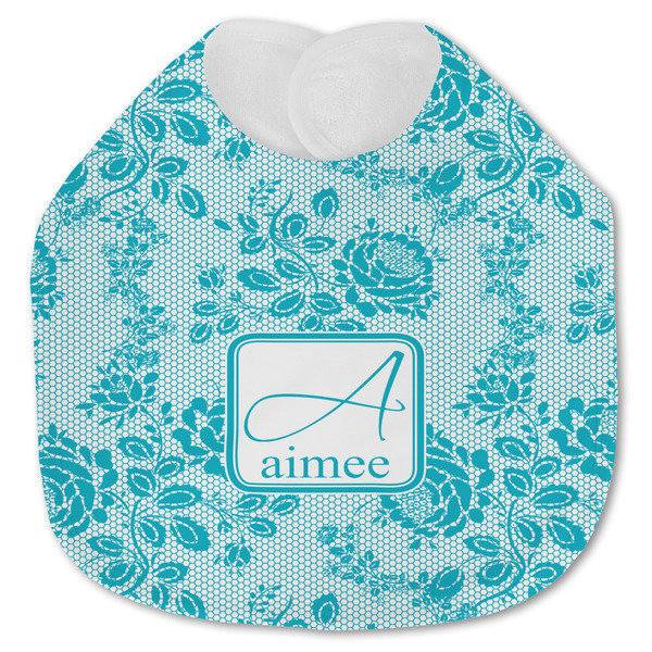 Custom Lace Jersey Knit Baby Bib w/ Name and Initial