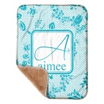 Lace Sherpa Baby Blanket - 30" x 40" w/ Name and Initial