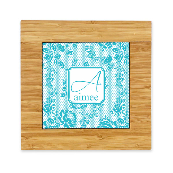 Custom Lace Bamboo Trivet with Ceramic Tile Insert (Personalized)