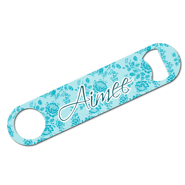 Custom Lace Bar Bottle Opener - White w/ Name and Initial