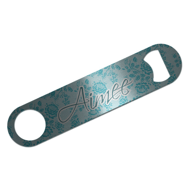 Custom Lace Bar Bottle Opener - Silver w/ Name and Initial