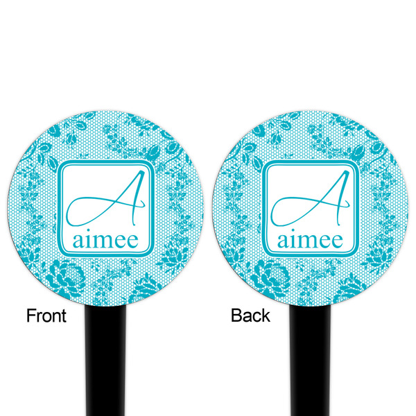 Lace Black Plastic 4" Food Pick - Round - Double Sided - Front & Back