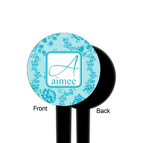 Lace Black Plastic 4" Food Pick - Round - Single Sided - Front & Back