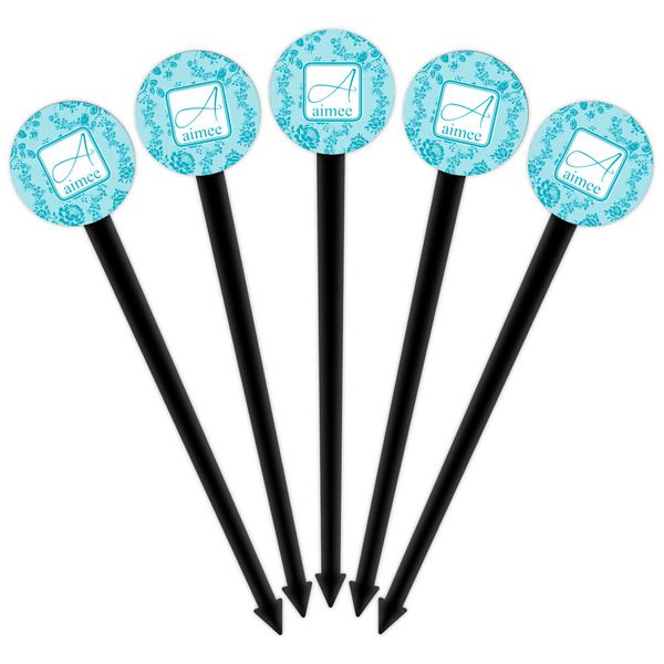 Lace Black Plastic 6" Food Pick - Round - Fan View