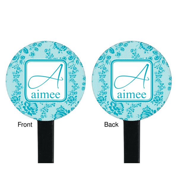 Lace Black Plastic 7" Stir Stick - Double Sided - Round - Front & Back