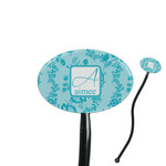 Lace 7" Oval Plastic Stir Sticks - Black - Single Sided (Personalized)