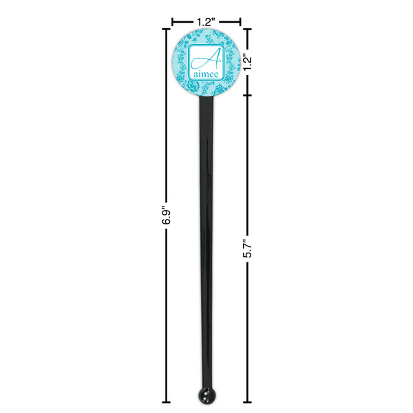 Lace Black Plastic 7" Stir Stick - Round - Dimensions