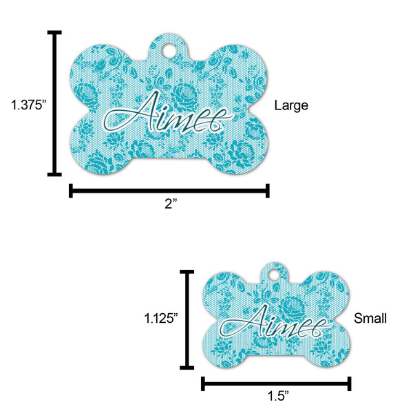 Lace Bone Shaped Dog ID Tag - Large - Scale