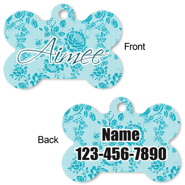 Lace Bone Shaped Dog Tag - Front & Back