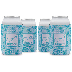 Lace Can Cooler (12 oz) - Set of 4 w/ Name and Initial