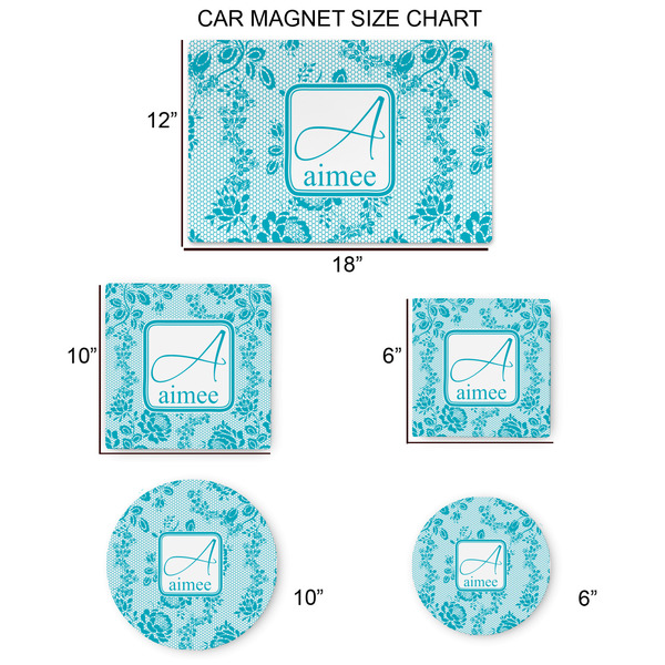 Lace Car Magnets - SIZE CHART
