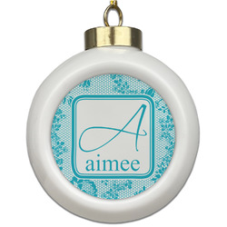 Lace Ceramic Ball Ornament (Personalized)
