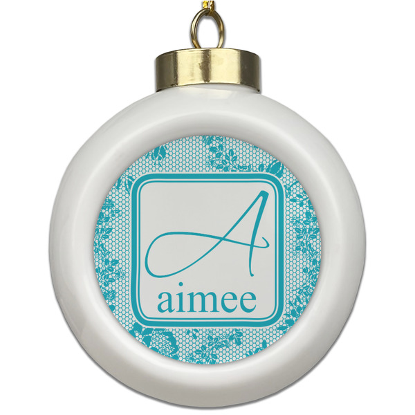 Custom Lace Ceramic Ball Ornament (Personalized)
