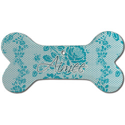 Lace Ceramic Dog Ornament - Front w/ Name and Initial