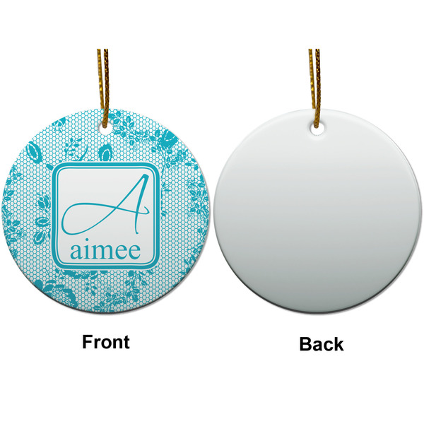 Lace Ceramic Flat Ornament - Circle Front & Back (APPROVAL)
