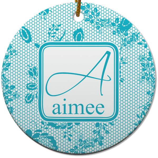 Lace Ceramic Flat Ornament - Circle (Front)