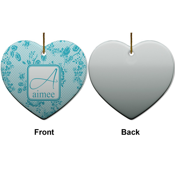 Lace Ceramic Flat Ornament - Heart Front & Back (APPROVAL)