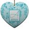 Lace Heart Ceramic Ornament w/ Name and Initial
