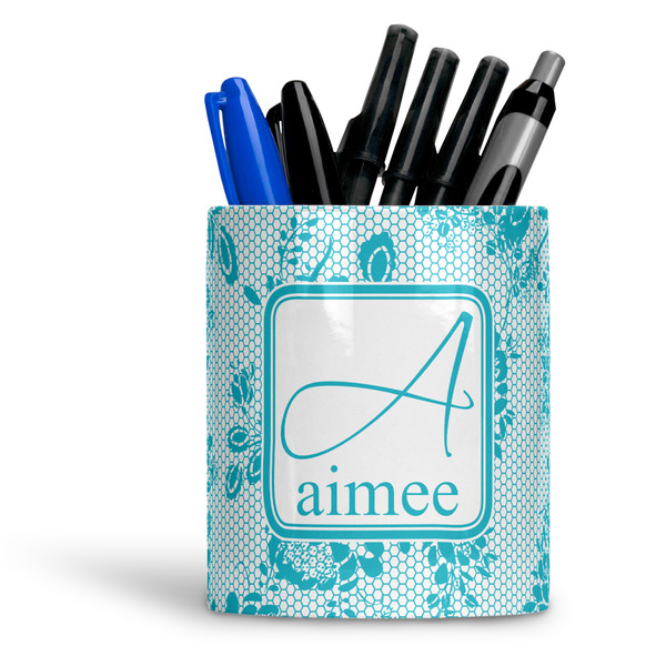 Custom Lace Ceramic Pen Holder