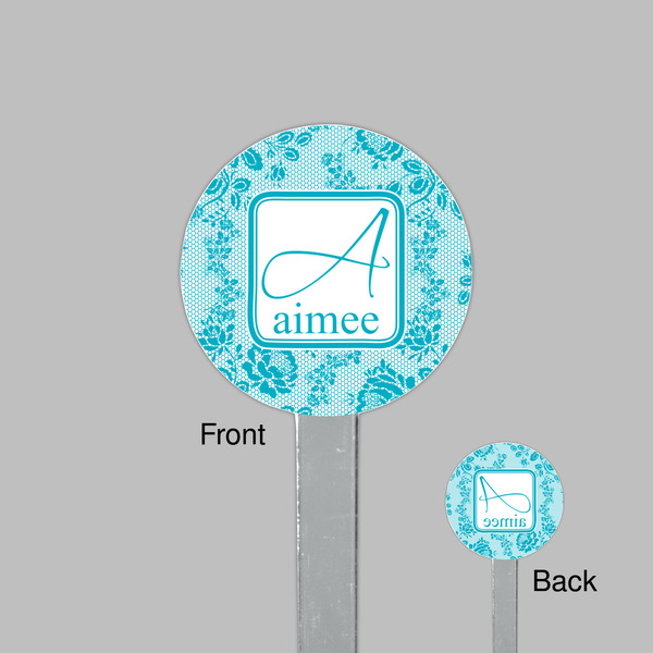 Lace Clear Plastic 7" Stir Stick - Round - Front & Back