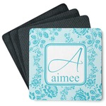 Lace Square Rubber Backed Coasters - Set of 4 (Personalized)