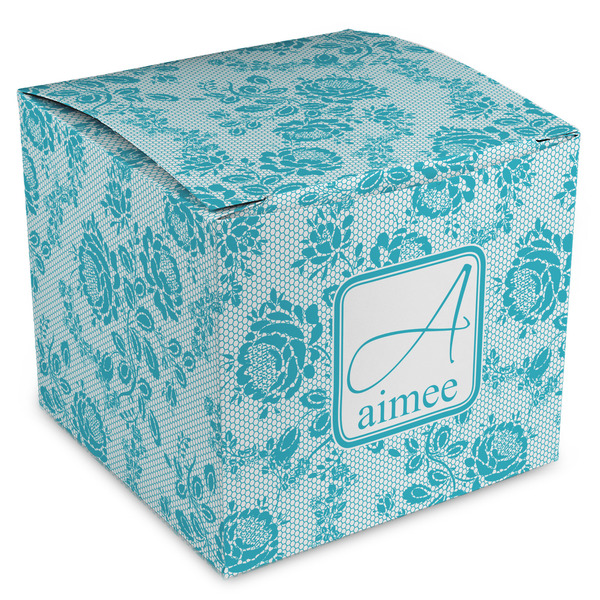 Custom Lace Cube Favor Gift Boxes (Personalized)