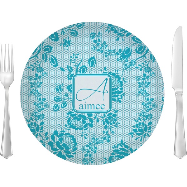 Custom Lace 10" Glass Lunch / Dinner Plates - Single or Set (Personalized)