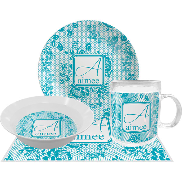 Custom Lace Dinner Set - Single 4 Pc Setting w/ Name and Initial