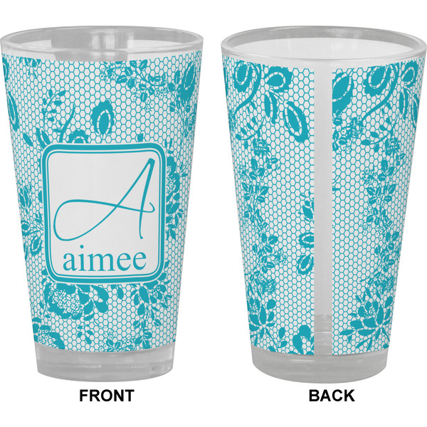 Lace Pint Glass - Full Color - Front & Back Views