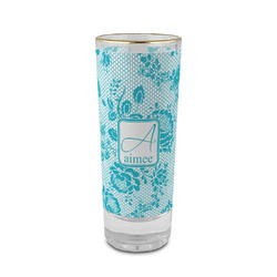 Lace 2 oz Shot Glass -  Glass with Gold Rim - Set of 4 (Personalized)