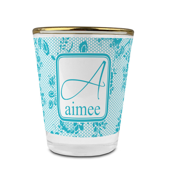 Lace Glass Shot Glass - With gold rim - FRONT