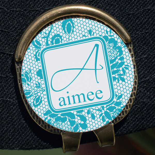 Lace Golf Ball Marker Hat Clip - Gold - Close Up