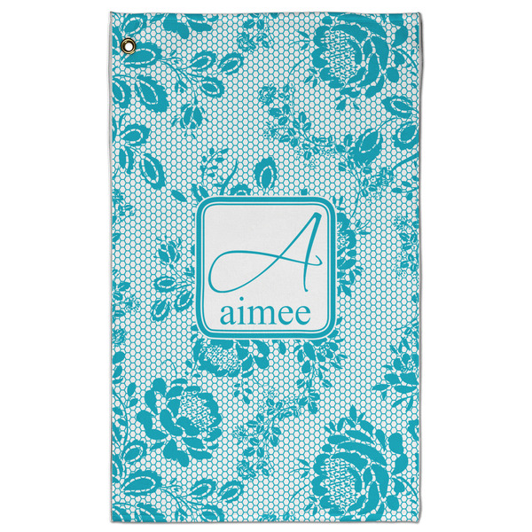 Custom Lace Golf Towel - Poly-Cotton Blend - Large w/ Name and Initial