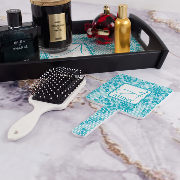 Lace Hand Mirror - With Hair Brush