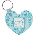 Lace Heart Plastic Keychain w/ Name and Initial