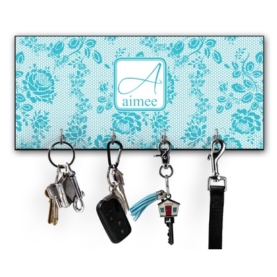 Lace Key Hanger w/ 4 Hooks w/ Name and Initial