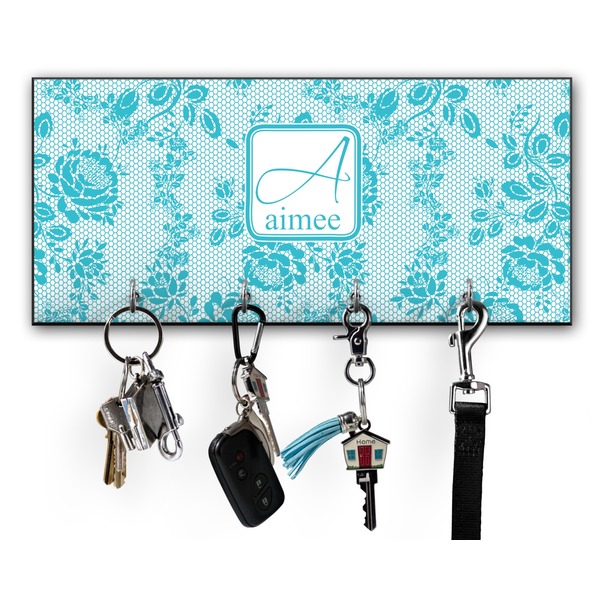 Custom Lace Key Hanger w/ 4 Hooks w/ Name and Initial