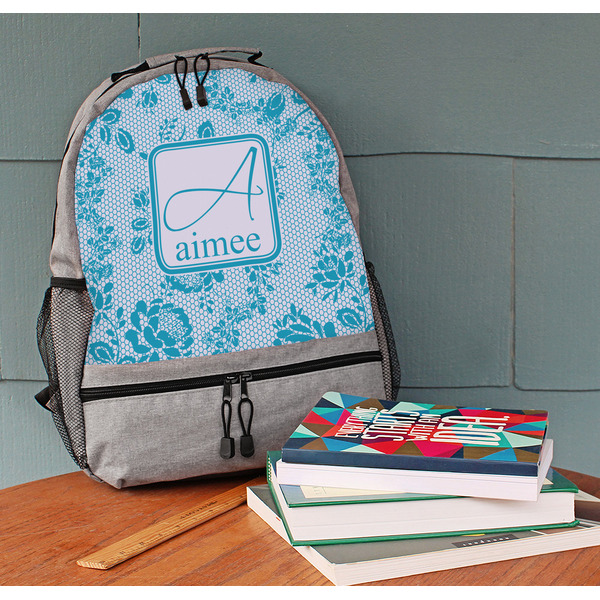 Lace Large Backpack - Gray - On Desk