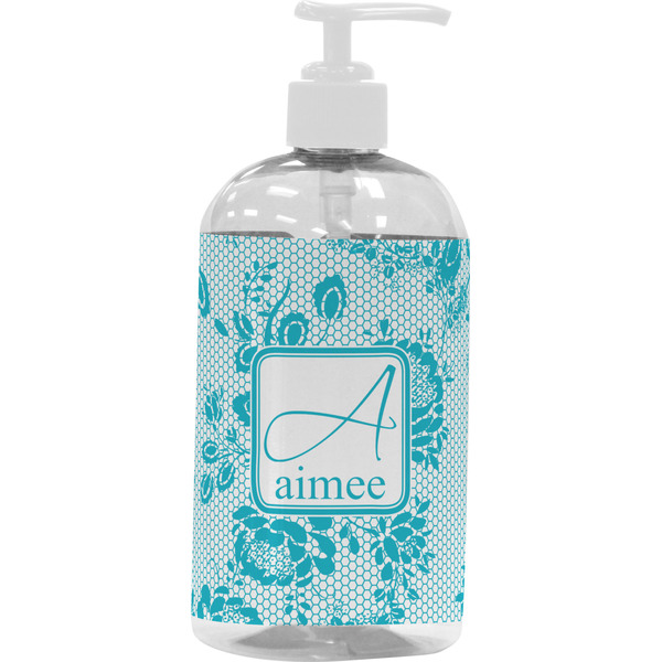 Custom Lace Plastic Soap / Lotion Dispenser (16 oz - Large - White) (Personalized)