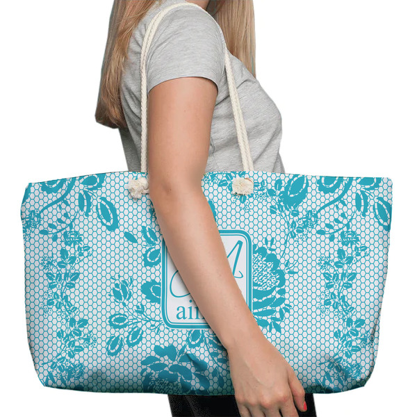 Lace Large Rope Tote Bag - In Context View