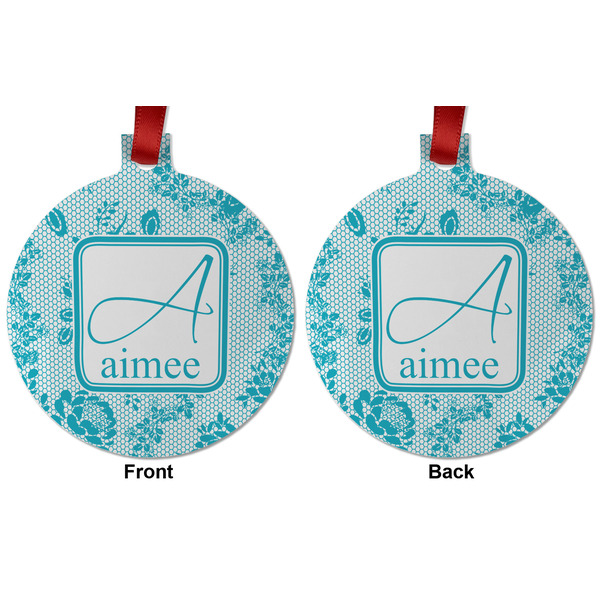 Lace Metal Ball Ornament - Front and Back