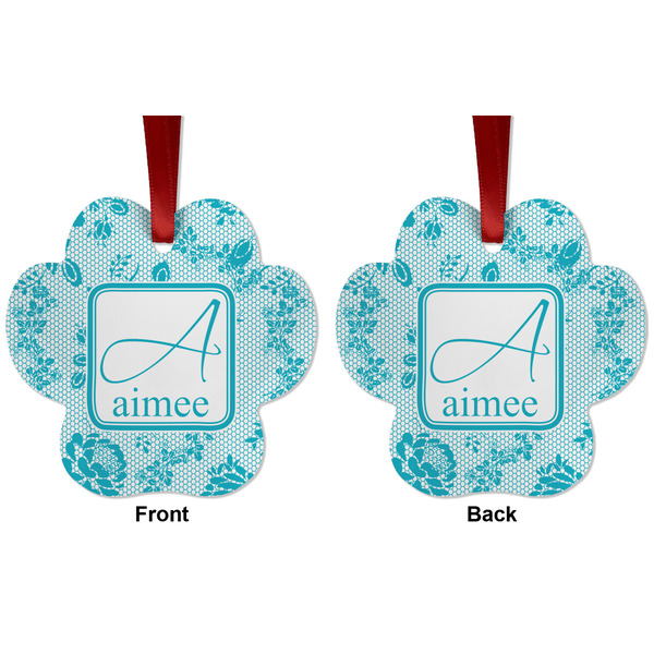 Lace Metal Paw Ornament - Front and Back