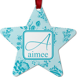 Lace Metal Star Ornament - Double Sided w/ Name and Initial